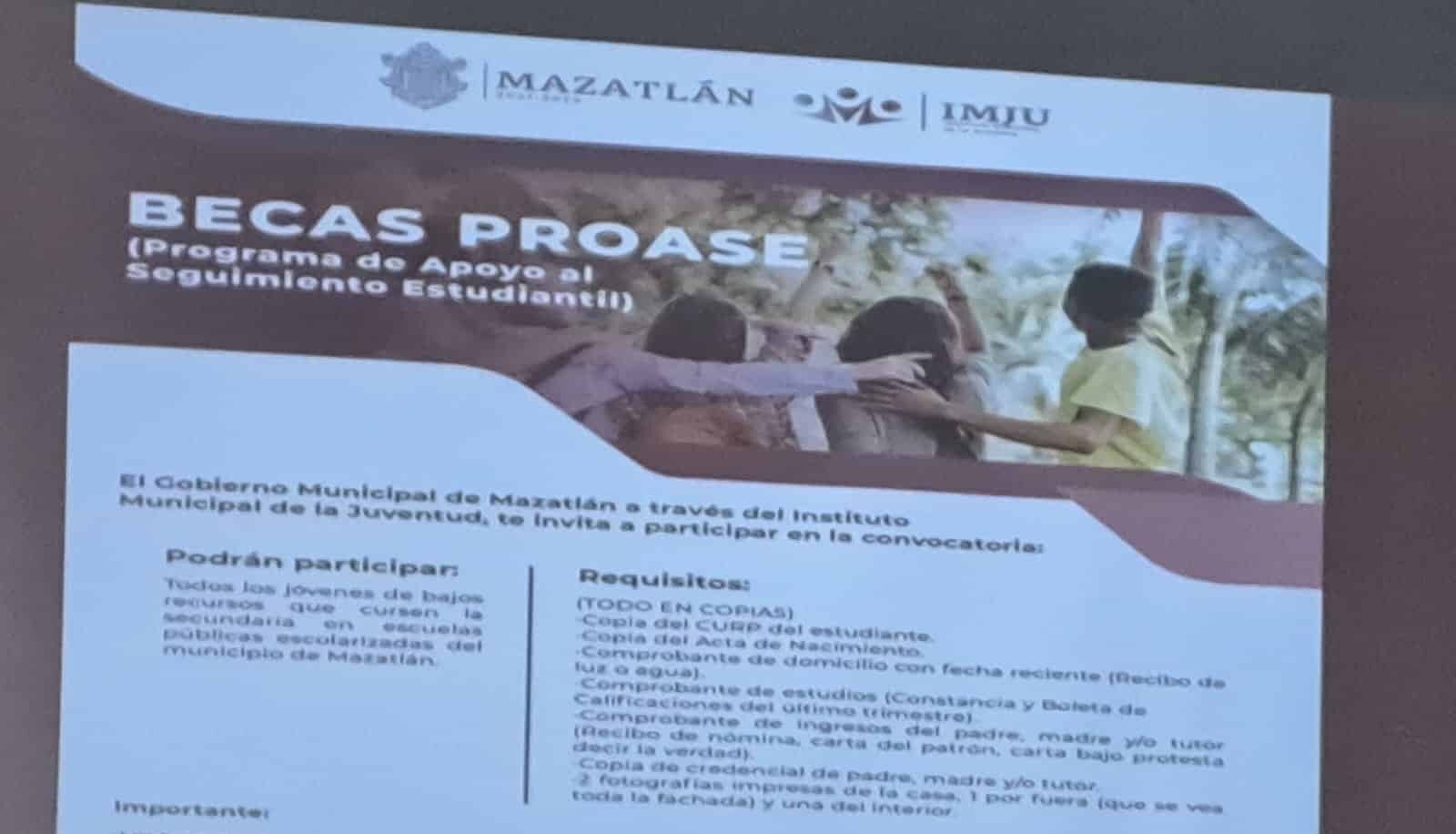 Lanza IMJU convocatorias para obtener becas Proase en Mazatlán
