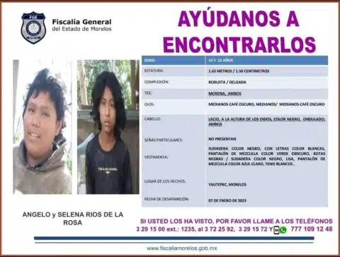 Llevan 12 días desaparecidos; buscan hasta con drones a dos menores de Morelos
