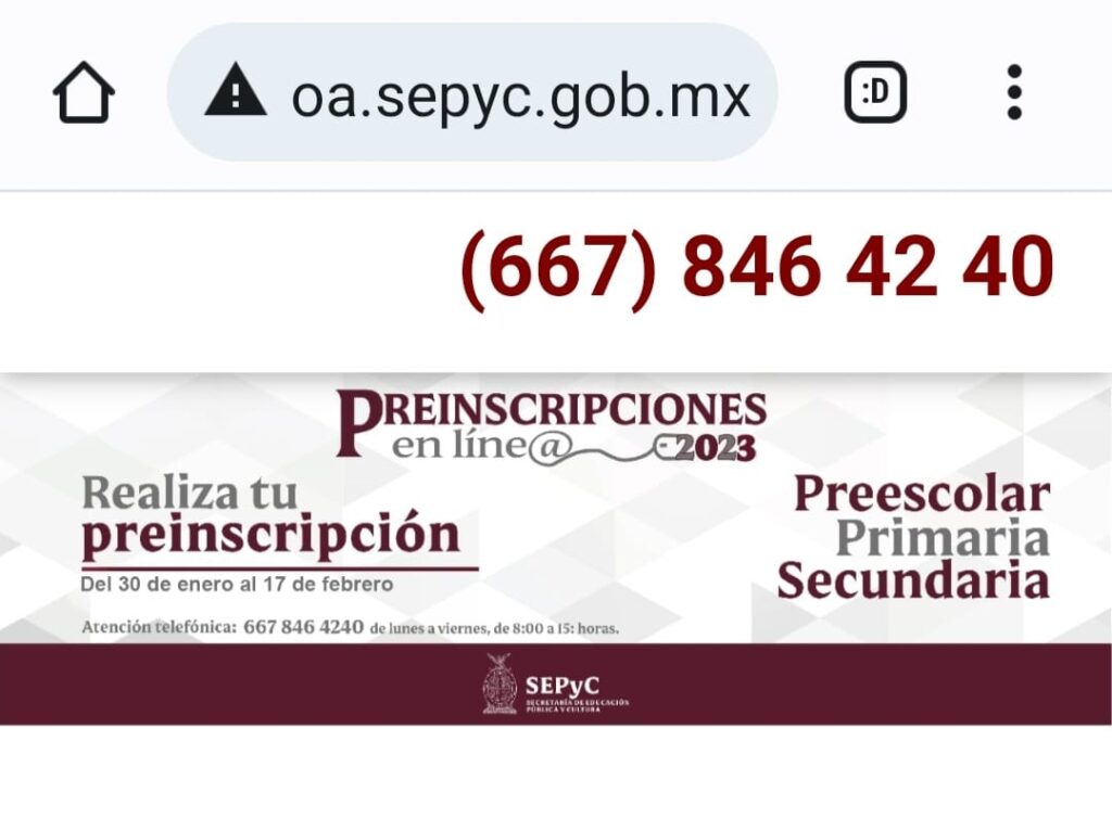 Preinscripciones en línea SEP Sinaloa