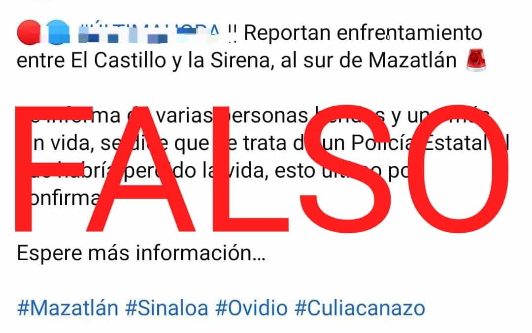 Desmienten enfrentamiento al sur de Mazatlán