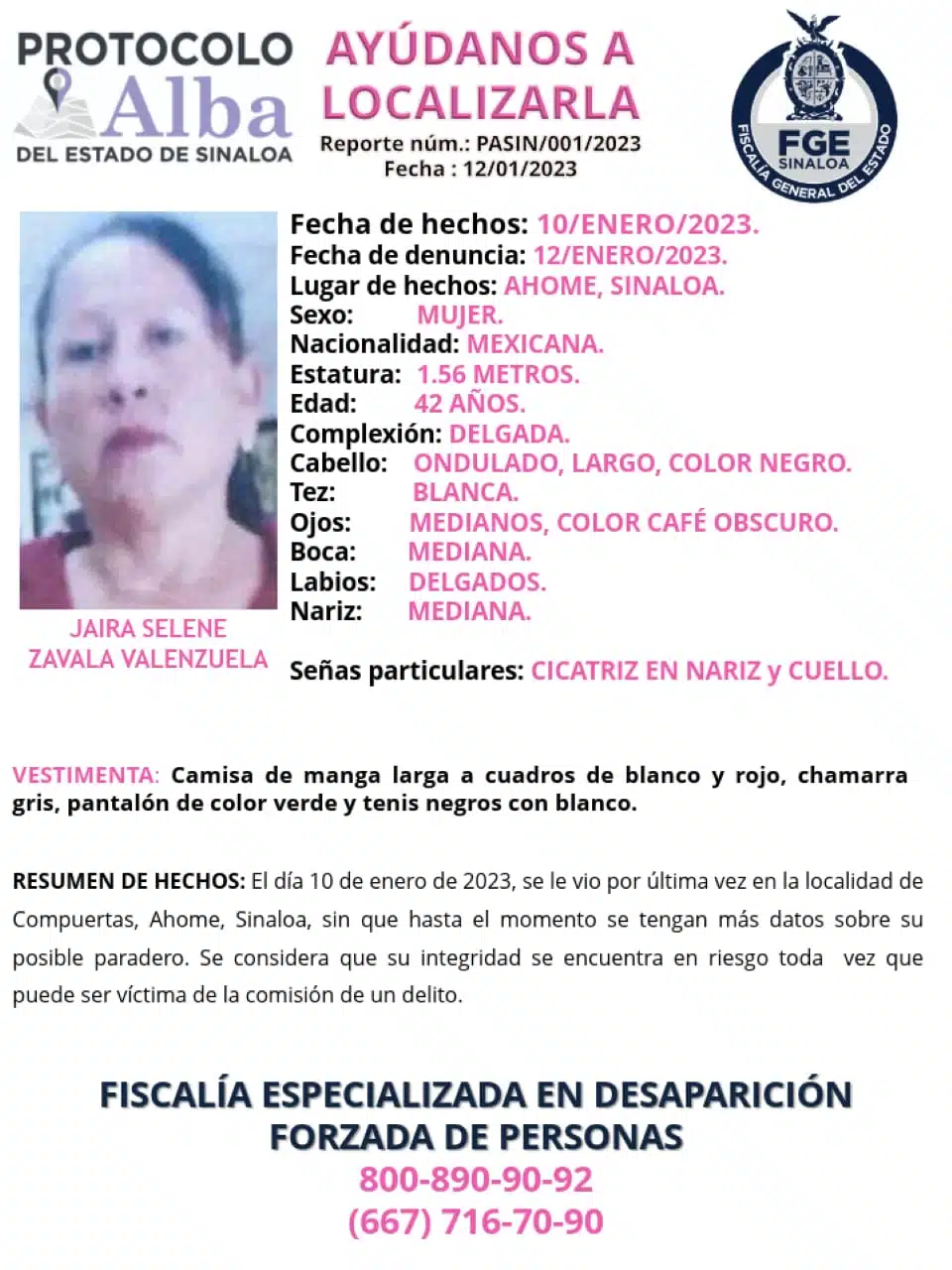 ¡La buscan! Jaira Selene está desaparecida, fue vista por última vez en el Ejido Compuertas de Ahome