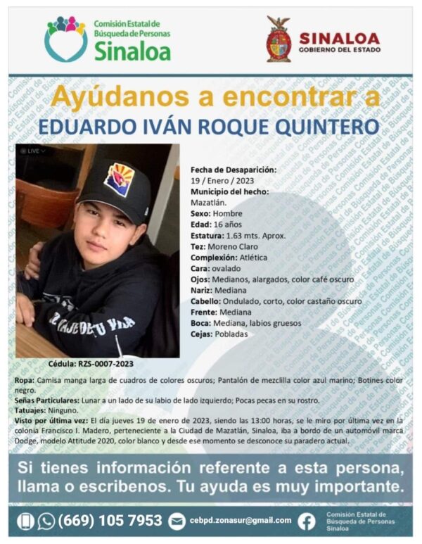 Eduardo Iván  desaparecido en Mazatlán