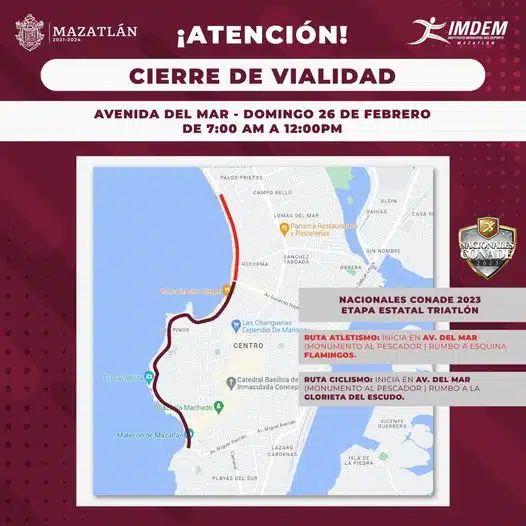 Aviso Cierre vialidad Mazatlán