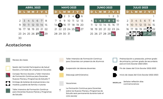Calendario SEP