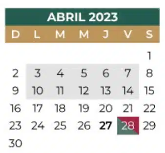 Calendario SEP Abril 2023