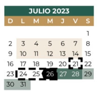 Calendario SEP Julio 2023