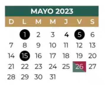 Calendario SEP Mayo 2023