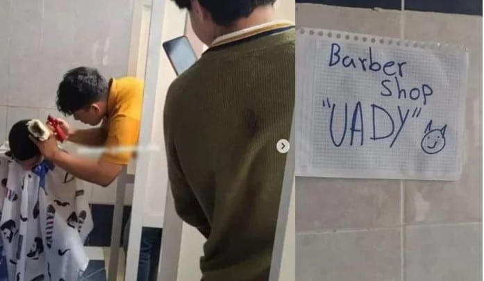 Estudiante monta barbería