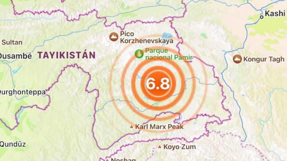 Fuerte sismo en China, cerca de Tayikistán, de magnitud 6.8