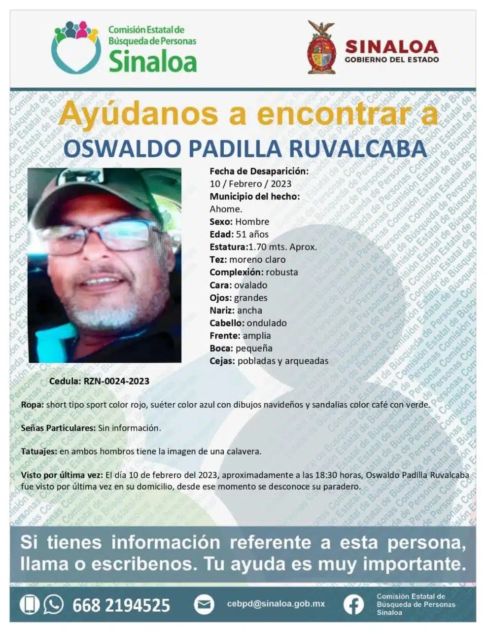 Búsqueda Desaparecido Oswaldo Padilla
