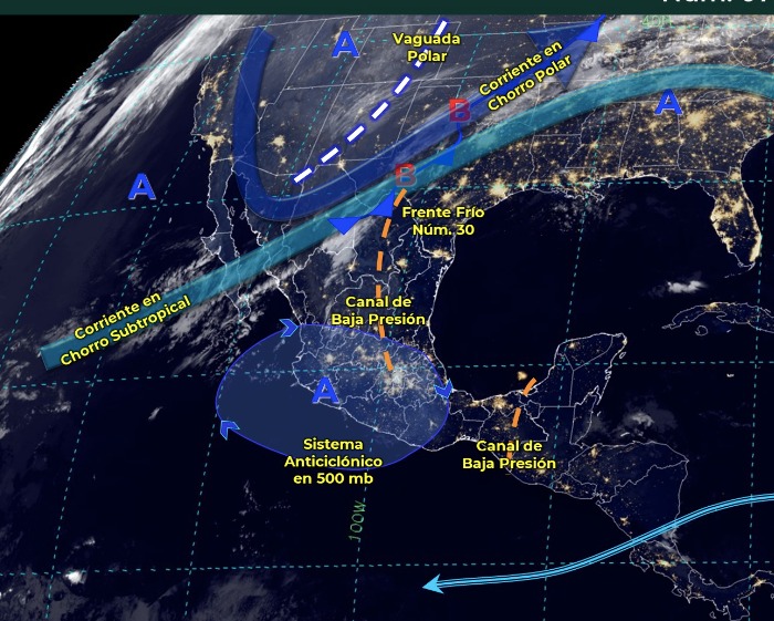 Vientos clima México sistema frontal 30
