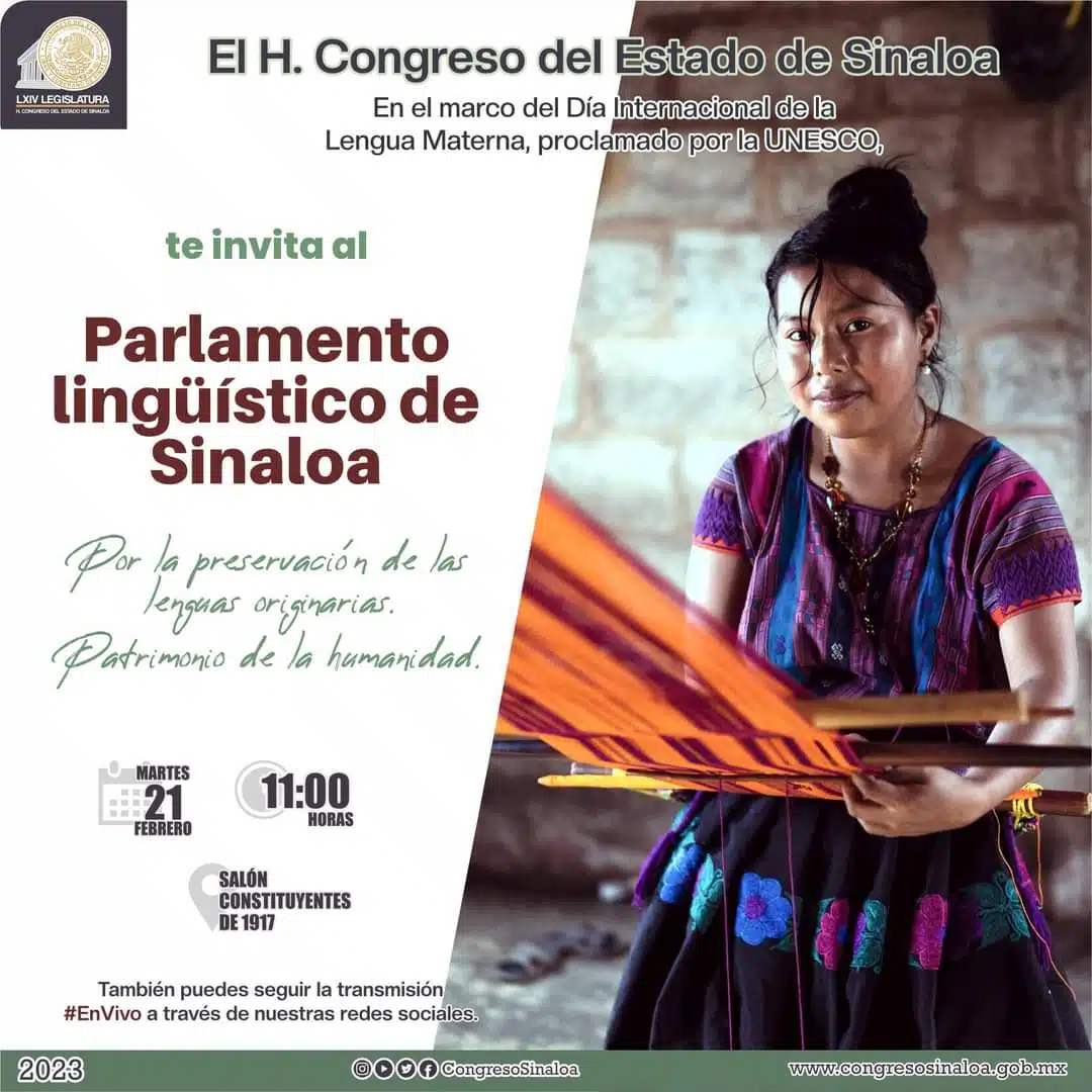 ¡Por la preservación de lenguas originarias! Congreso de Sinaloa invita al Parlamento Lingüístico 