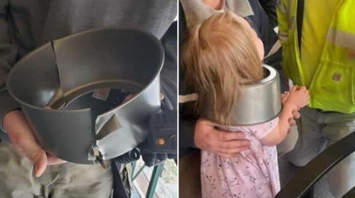 niña atorada en molde