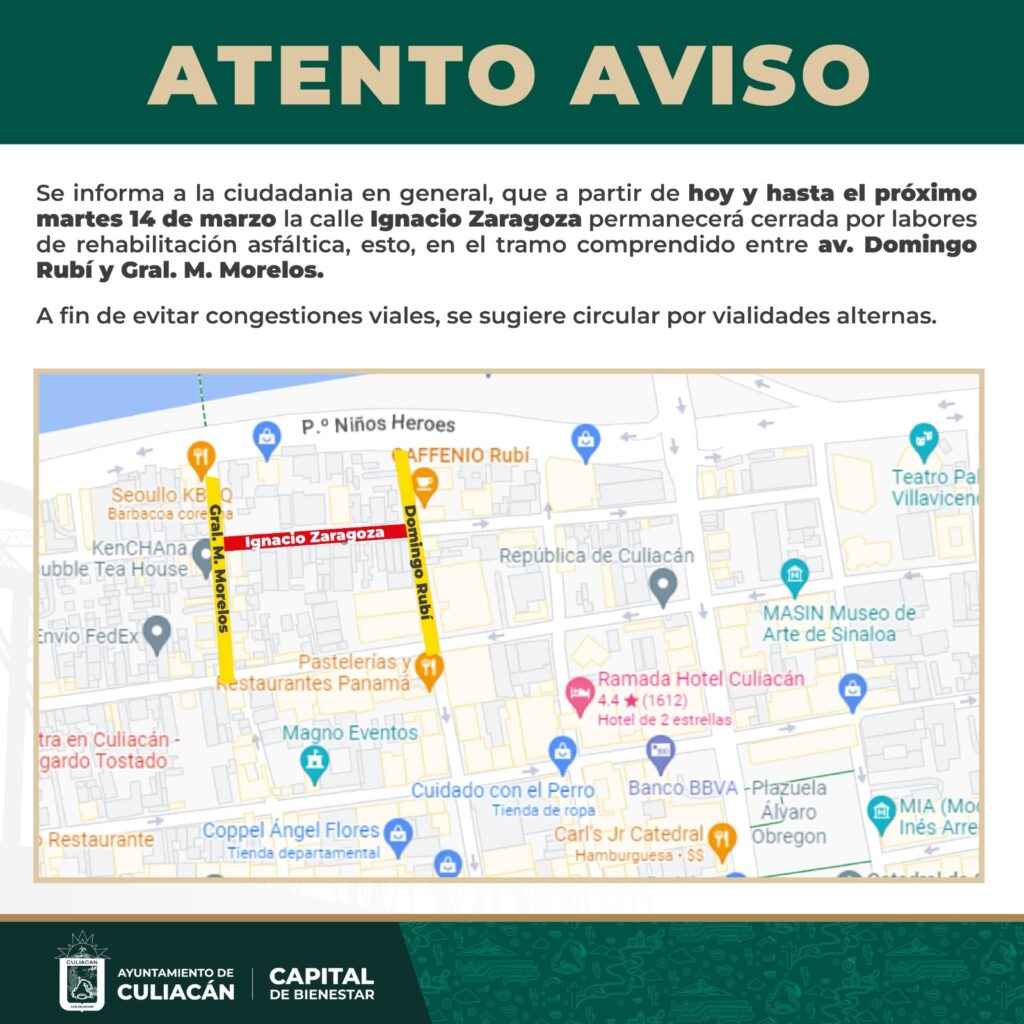 Aviso Calles Culiacán