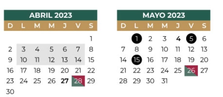 Calendario SEP abril mayo