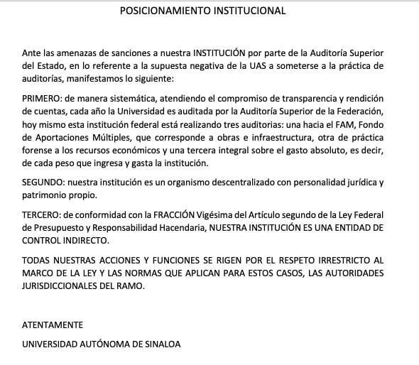 Comunicado UAS