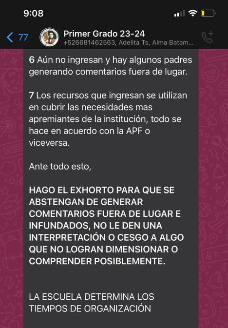 Cuota escolar Batamote Guasave