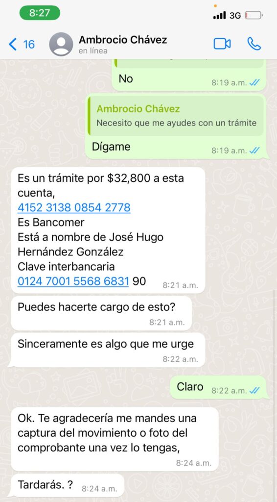 Hackeo WhatsApp diputado Ambrocio Chávez