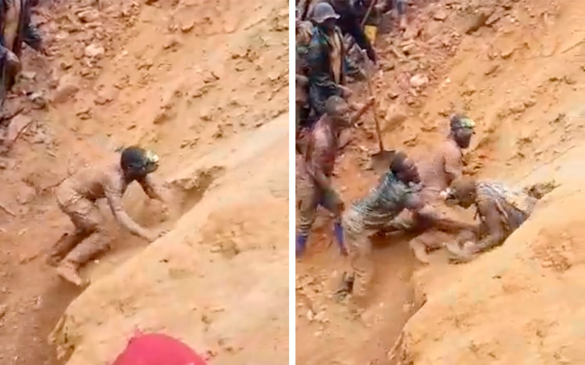 Solo con sus manos, hombres rescatan a mineros sepultados tras derrumbe de mina