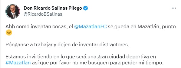 Tuit Ricardo Salinas Pliego