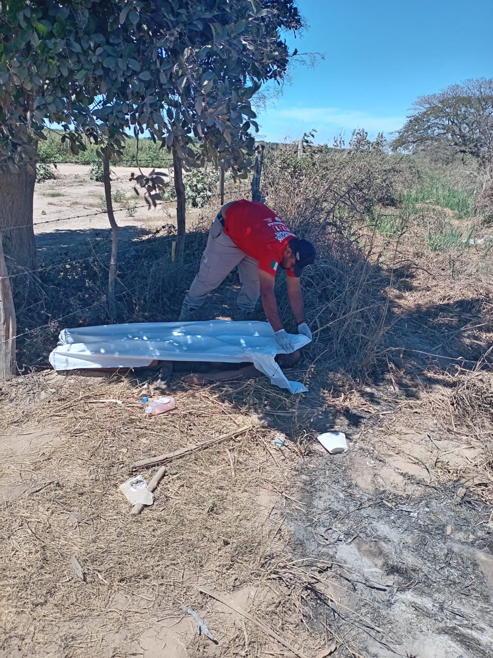 ¡Estaba bocabajo! Localizan a persona muerta a las orillas de una parcela en Villa Unión