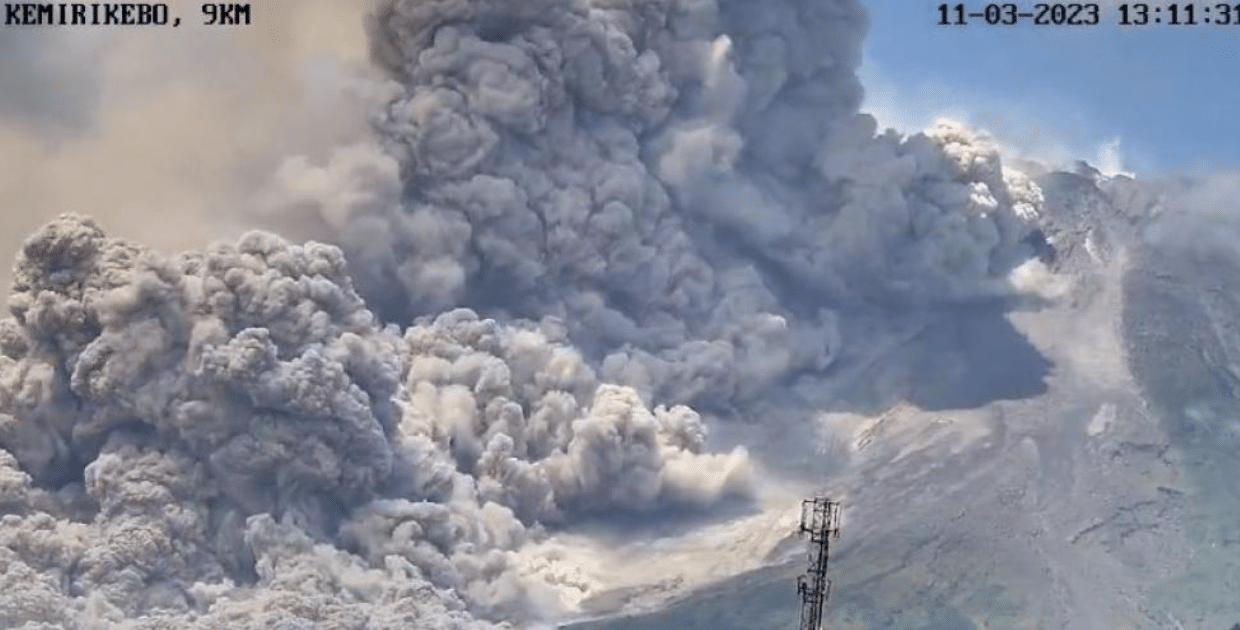 erupción del volcán Merapi