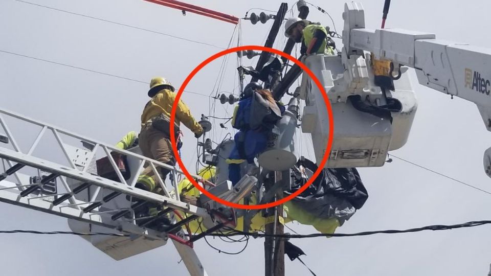 paracaidista cables alta tensión