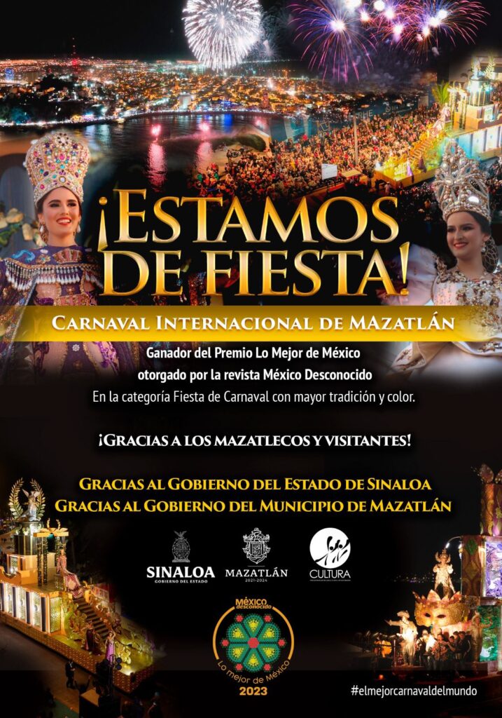 ¡Galardonado! El Carnaval Internacional de Mazatlán ¡Es de “Lo Mejor de México”!