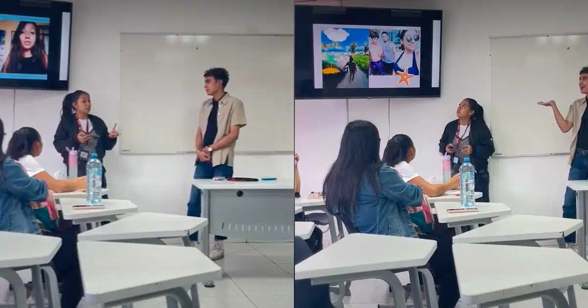 ¡Oso! Alumno expone el nulo trabajo de su compañera ante su clase