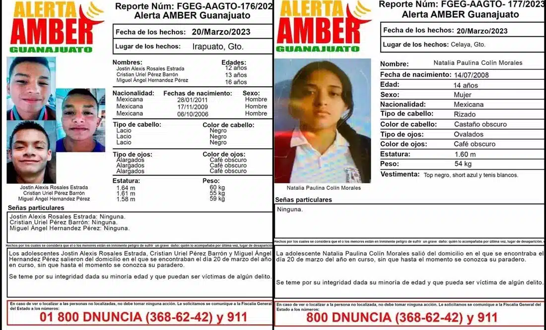 ¡Se buscan! Desaparecen cuatro adolescentes en Guanajuato