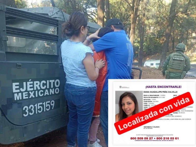 A casi una semana de su desaparición en Edomex, encuentran con vida a Diana Peña Calvillo