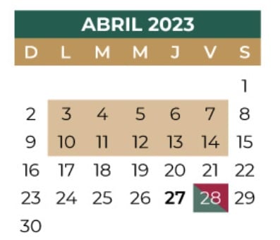 Calendario SEP abril