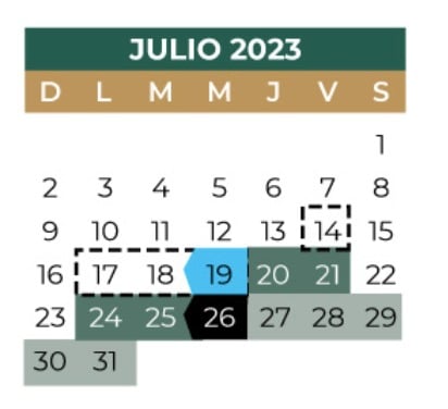 Calendario SEP julio
