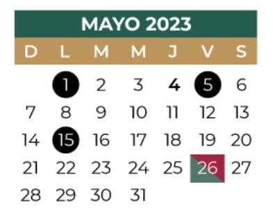 Calendario SEP mayo