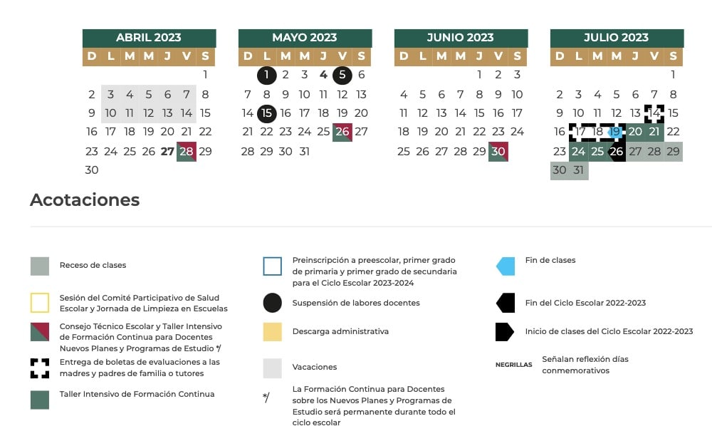 Calendario SEP