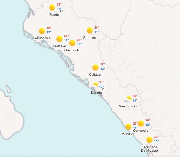 Mañanas frescas y tardes acalarodadas este sábado en Sinaloa ¿Dónde se sentirá más el calorcito
