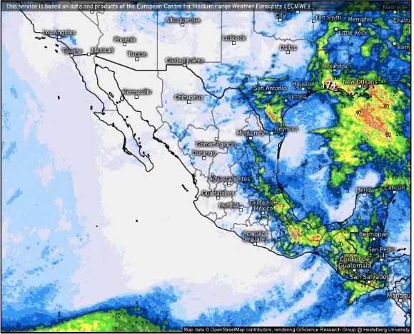 Pronóstico de vientos para este día en México