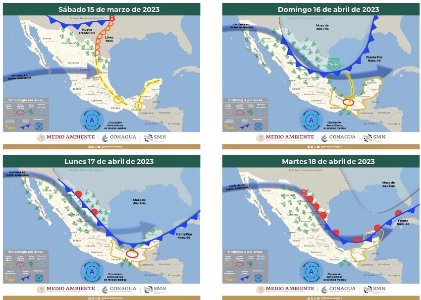 Pronóstico extendido del 15 al 18 de abril