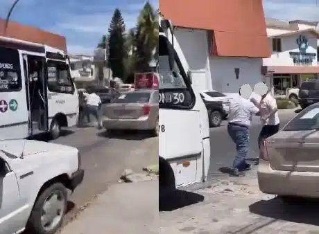 ¡A golpes! Así protagonizaron pelea callejera un chofer de urbano y otro civil en Los Mochis