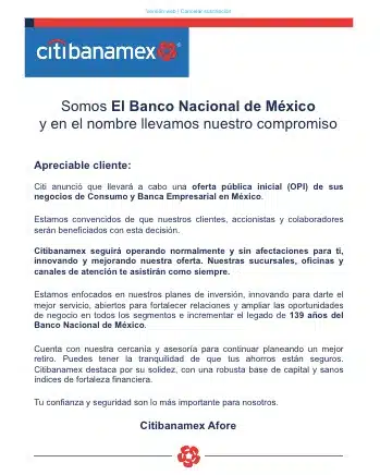 Comunicado Citibanamex