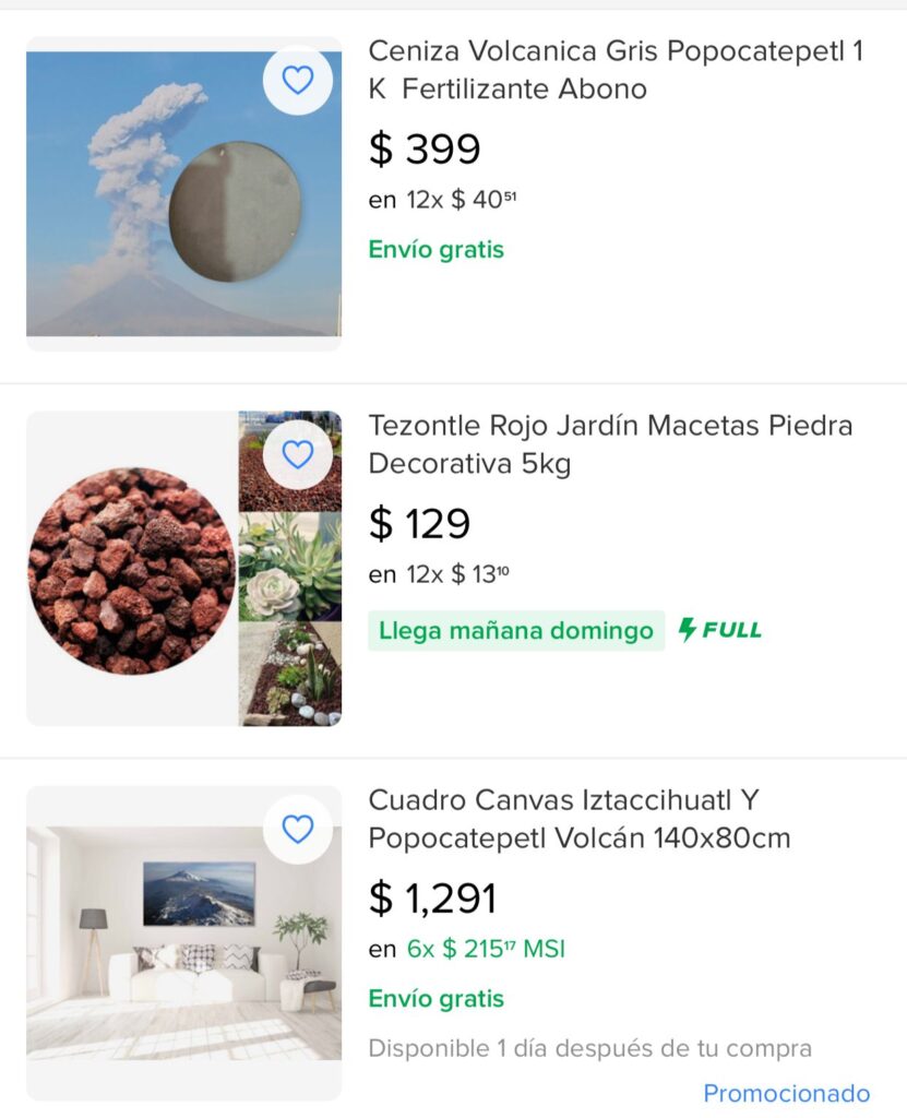 Piedra y ceniza Popocatépetl venta en Mercado Libre