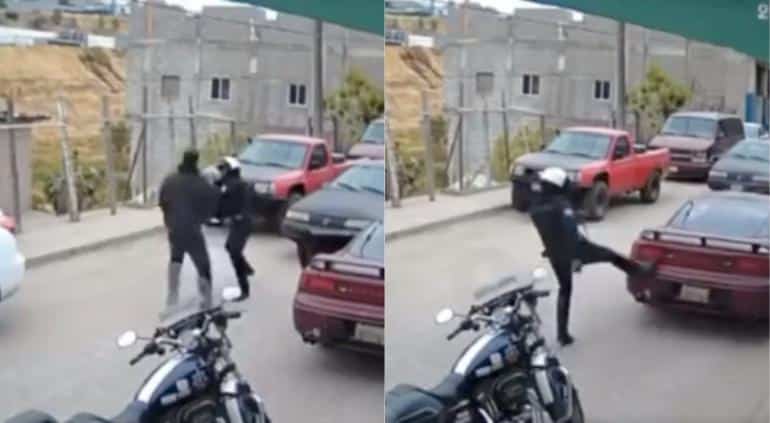 VIDEO: ¡Le cantó el tiro al tránsito! Sujeto se agarra a golpes con oficial al intentar multarlo