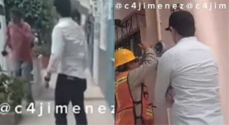 VIDEO: CFE le corta luz a vecino 'colgado'; se enoja y golpea a un hombre que estaba en el lugar +