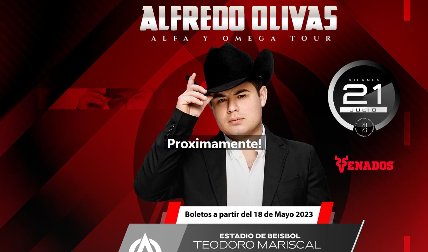 Alfredo Olivas cantará en Mazatlán y ¡ya hay fecha para la venta de boletos!