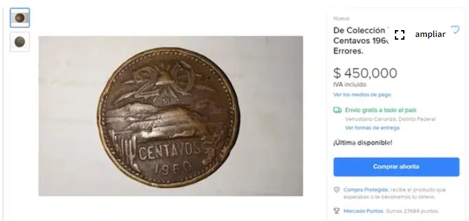 Moneda 20 centavos