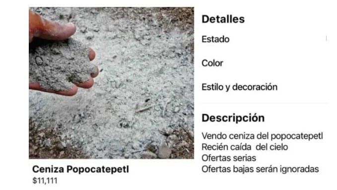 venta de cenizas volcán 