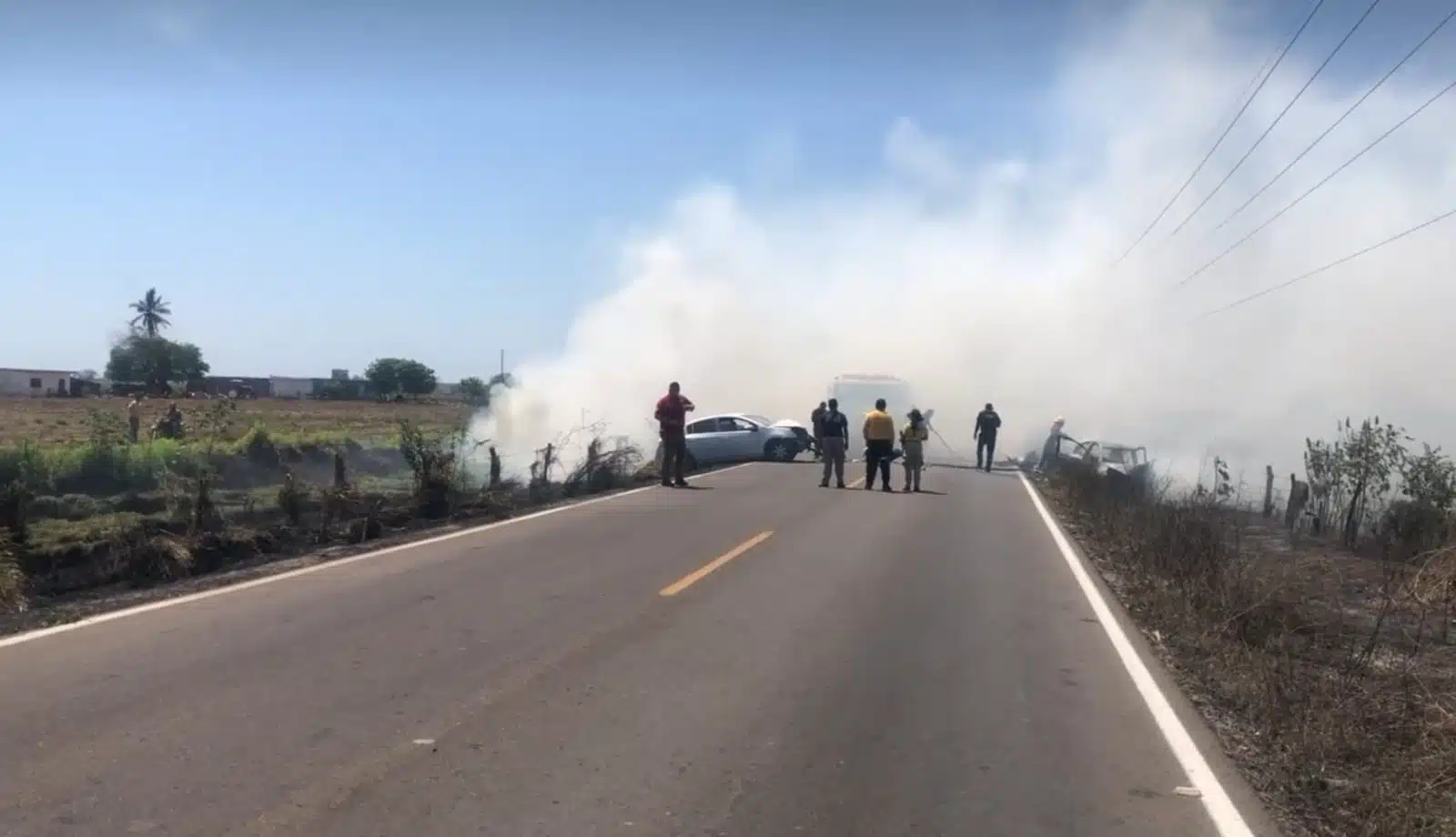 El automóvil March terminó a un costado de la carretera y se incendió, por lo que la conductora perdió la vida.