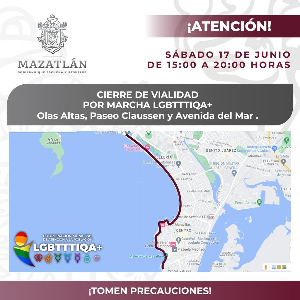 Marcha LGBTTTIQA+ en Mazatlán 