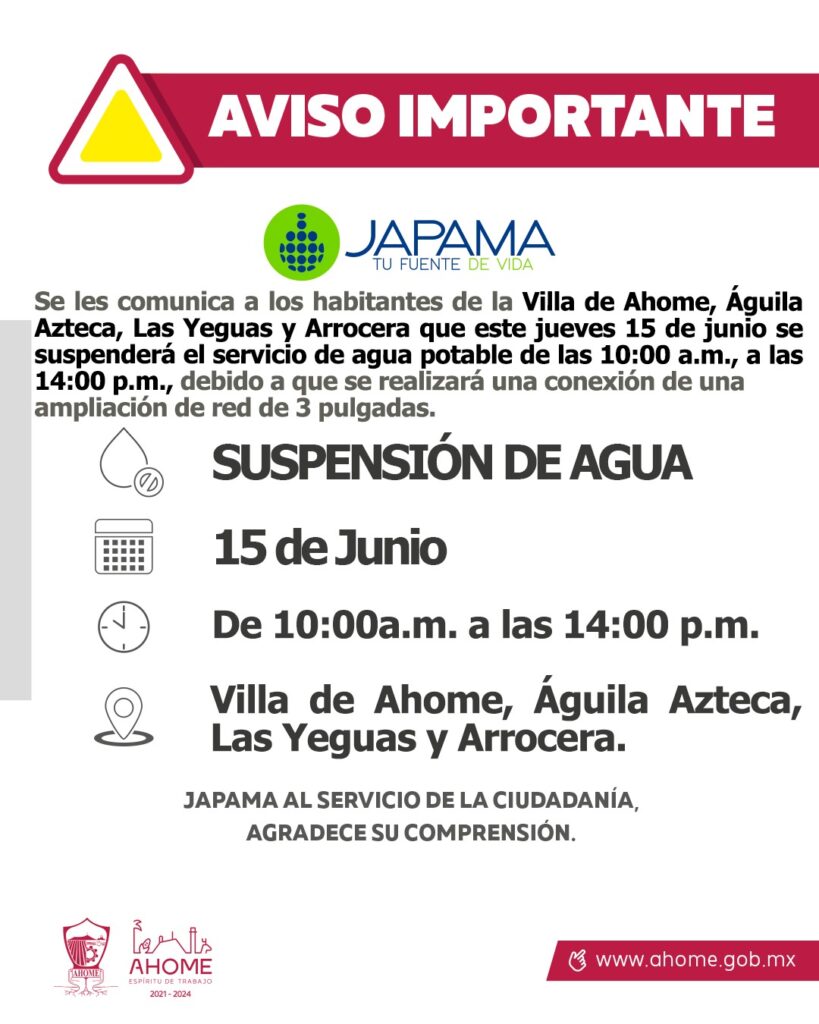 Aviso de Japama