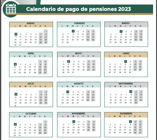 Calendario Pago de pensiones 2023